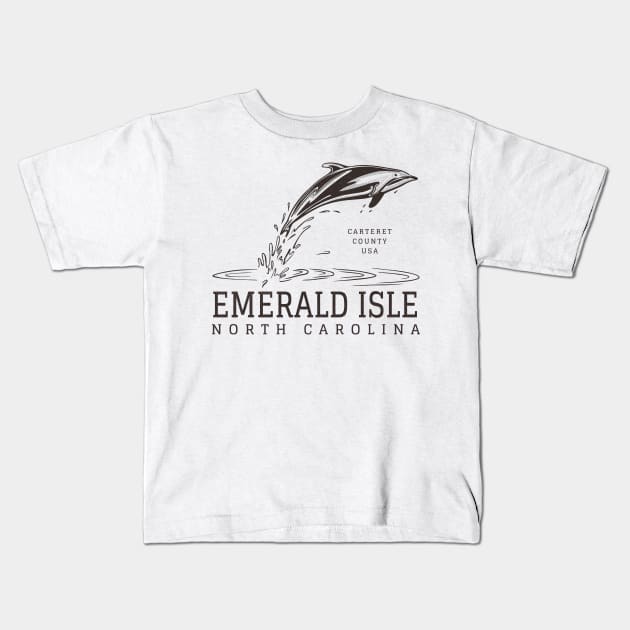 Emerald Isle, NC Summertime Vacationing Dolphin Kids T-Shirt by Contentarama